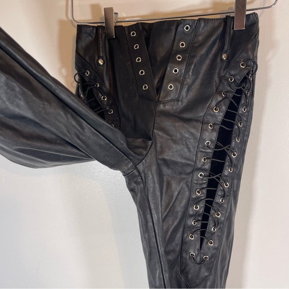 I.AM.GIA Xenia Pant in Black Vegan Leather High Rise Grunge Lace Up size XXS - Picture 9 of 11